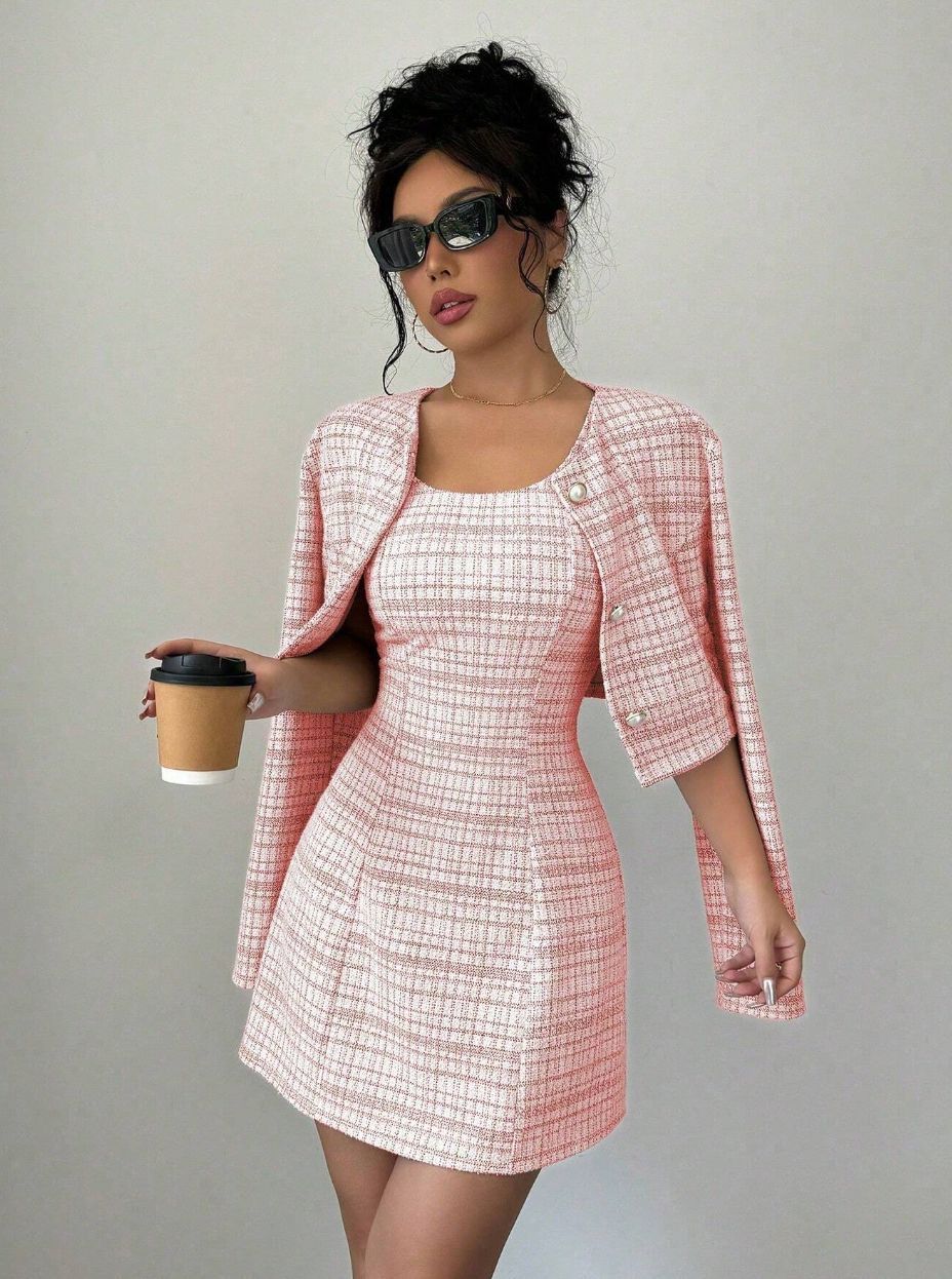 Autumn And Winter New European And American Single-breasted Short Coat French Retro Debutante Style Dress