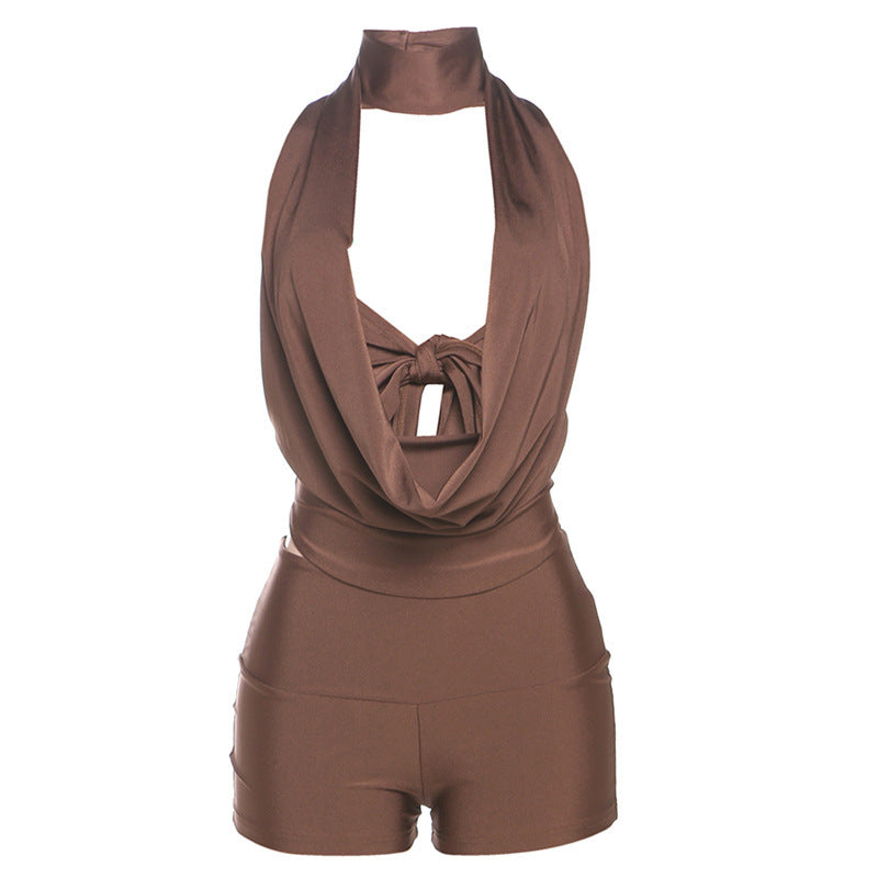 New Women's Temperament Sexy Lace-up Halterneck Vest Suit